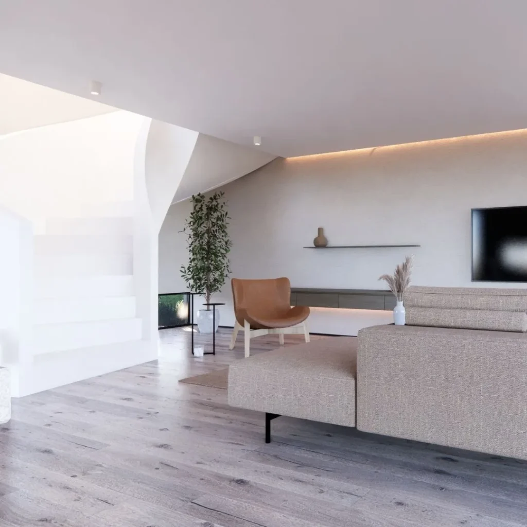 architekturvisualisierung 2020 minimalistisches haus wohnzimmer-min