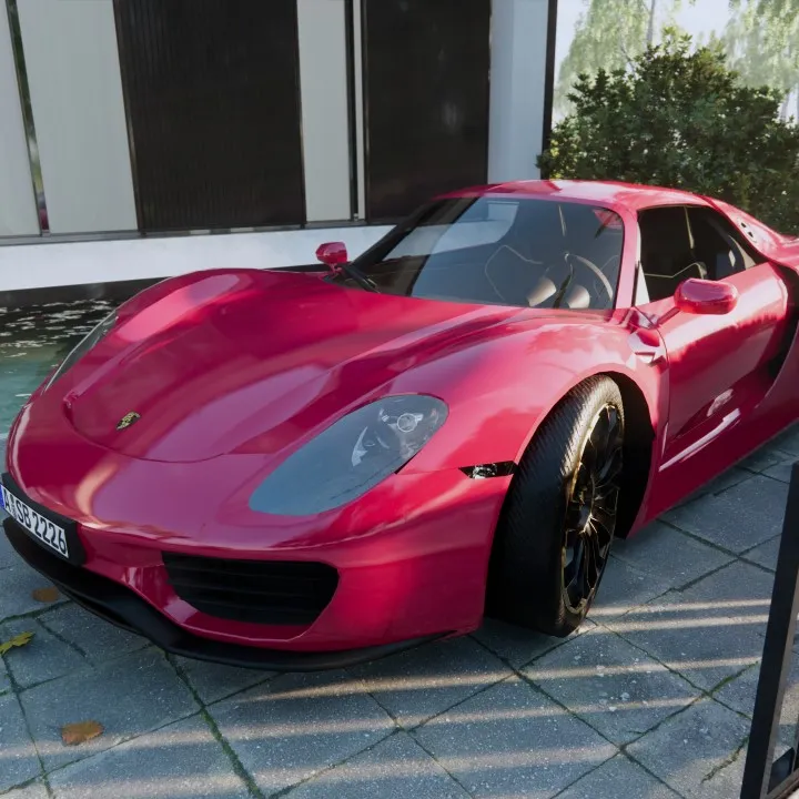 3D Visualisierung Auto rot porsche